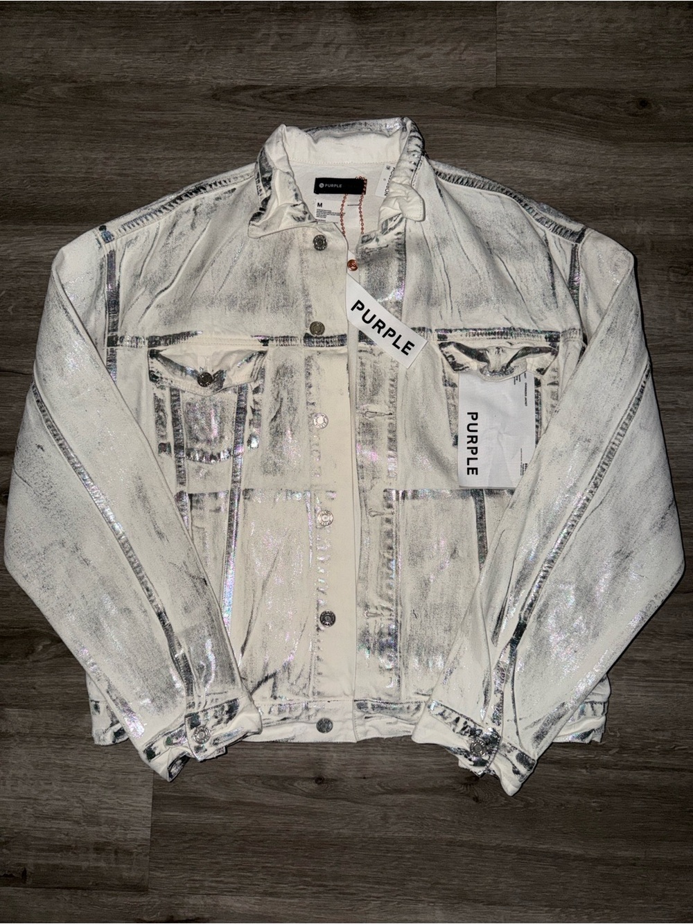 💜Firm Price💜purple brand X-ray iridescent wave foil oversized jacket